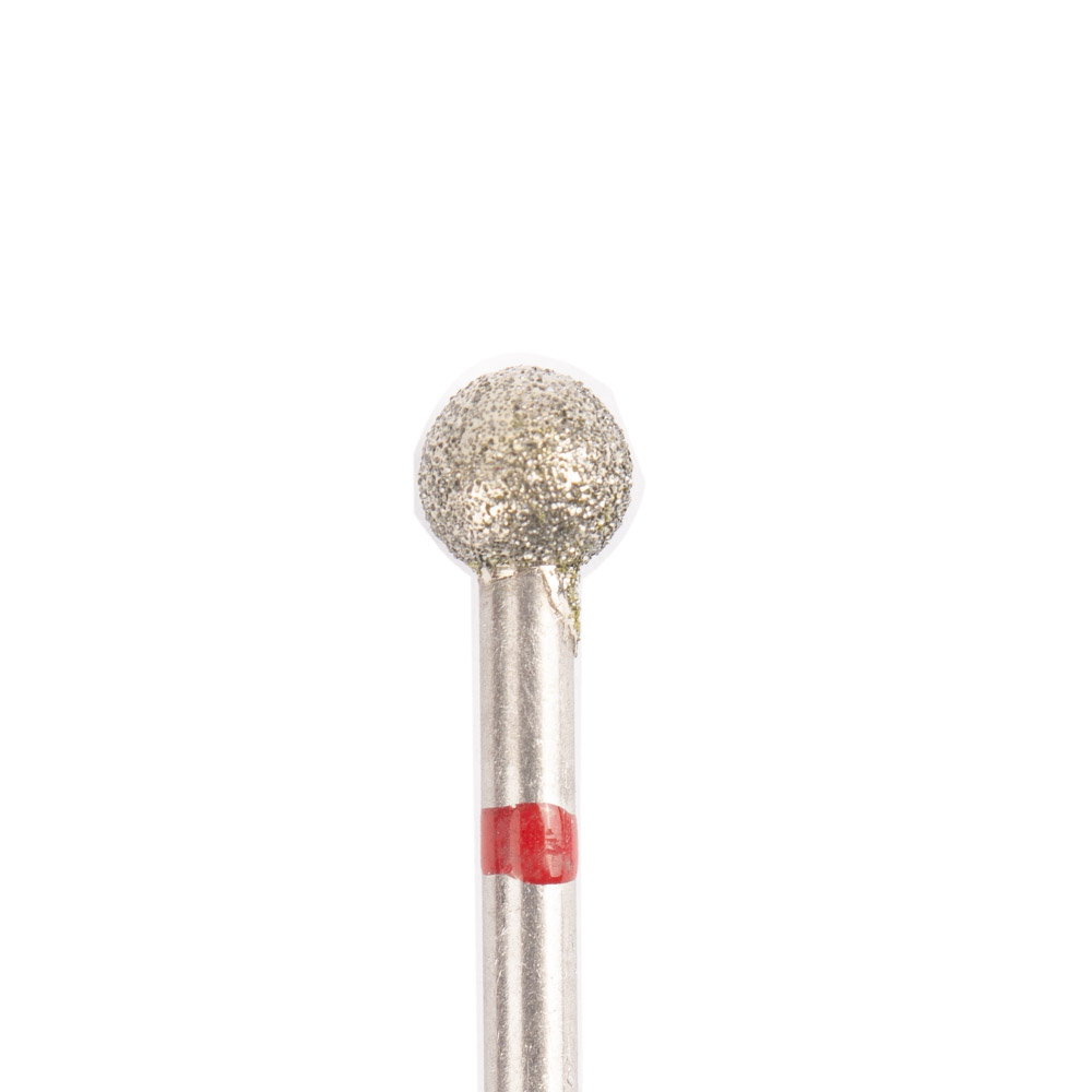 Бор алмазный "Шар". зернистость:мелкая, насечка:красная, диаметр 5,0 мм